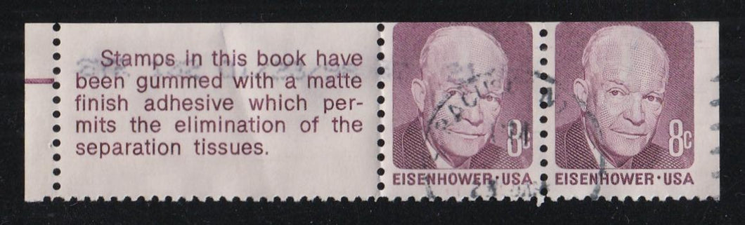 # 1395c (1972) Eisenhower, S6 - Bklt sgl with Label, Used