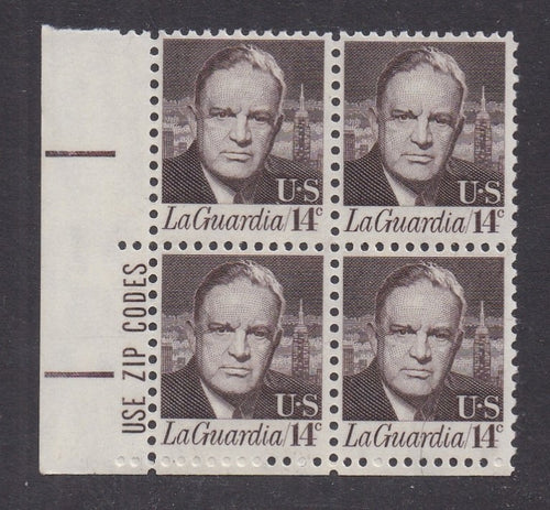 # 1397 (1972) LaGuardia, Tagged - Zip BK/4, LL, MNH