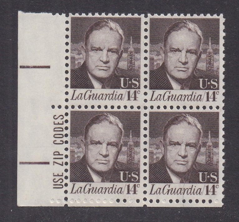 # 1397 (1972) LaGuardia, Tagged - Zip BK/4, LL, MNH