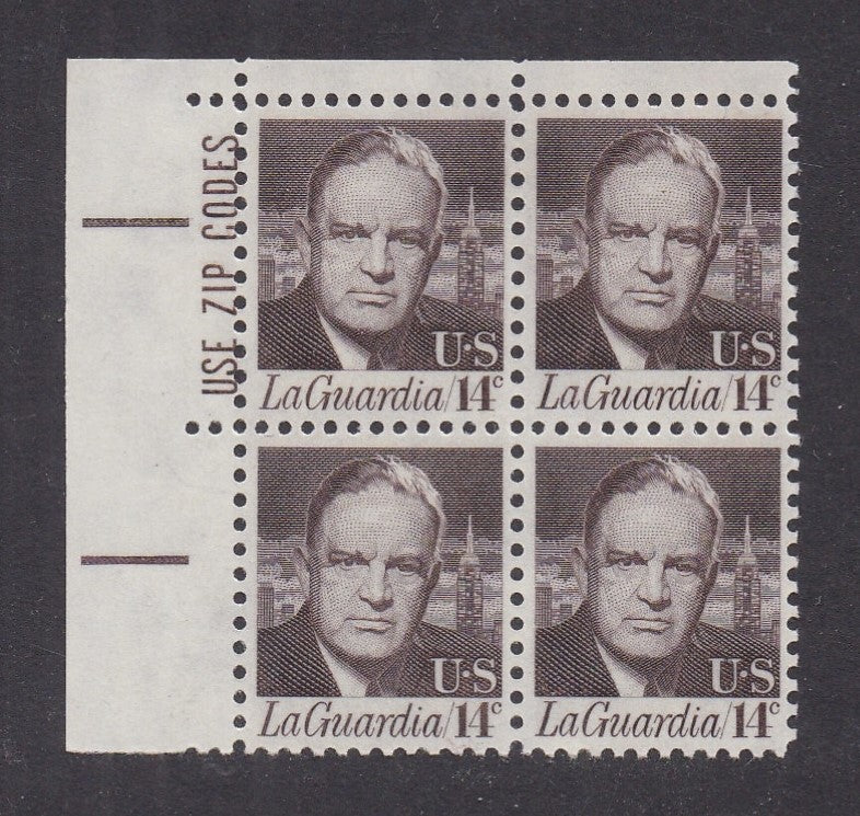 # 1397 (1972) LaGuardia, Tagged - Zip BK/4, UL, MNH