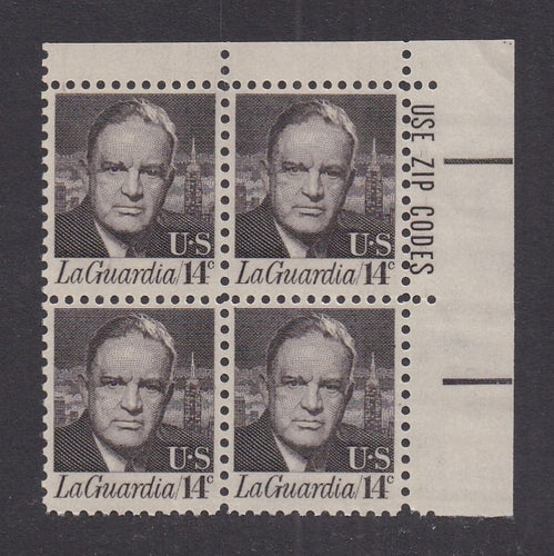 # 1397 (1972) LaGuardia, Tagged - Zip BK/4, UR, MNH