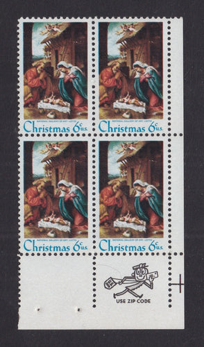 # 1414 (1970) Nativity, Type I, smooth gum - Mr. Zip, BK/4, LR, MNH