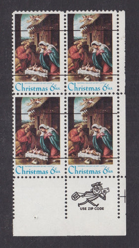 # 1414a (1970) Nativity, Type I, smooth gum, precancel - Mr. Zip, BK/4, LR, MNH