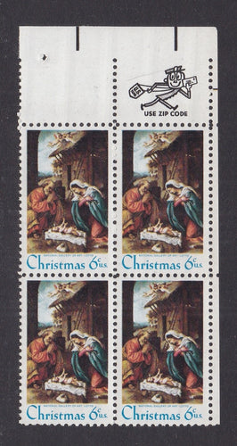 # 1414d (1970) Nativity, Type II, gum breakers - Mr. Zip, BK/4, UR, MNH