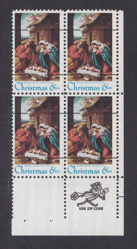 # 1414e (1970) Nativity, Type II, gum breakers, precancel - Mr. Zip, BK/4, LR, MNH