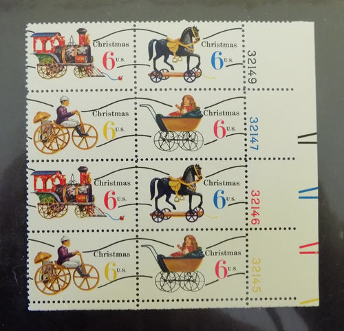 # 1415a-18a (1970) Xmas Toys, Type I, smooth gum, Precan - PB, LR #32145/32148, MNH