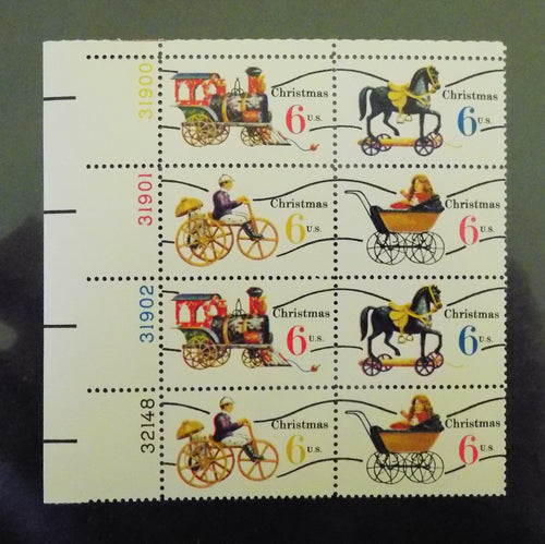 # 1415a-18a (1970) Xmas Toys, Type I, smooth gum, Precan - PB, UL #31900/32148, MNH