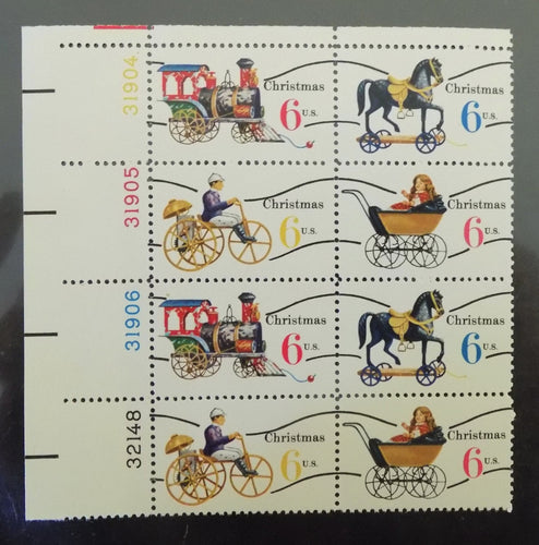 # 1415a-18a (1970) Xmas Toys, Type I, smooth gum, Precan - PB, UL #31904/32148, MNH