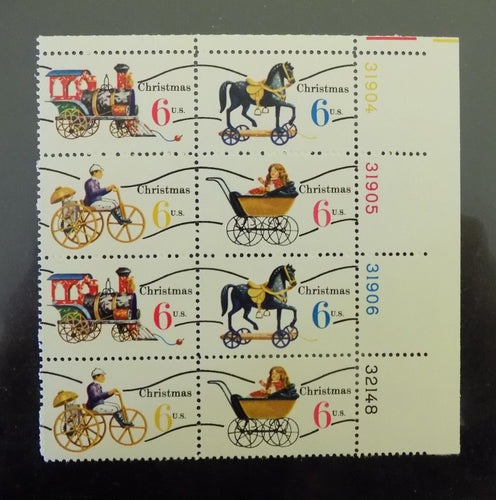 # 1415a-18a (1970) Xmas Toys, Type I, smooth gum, Precan - PB, UR #31904/32148, MNH