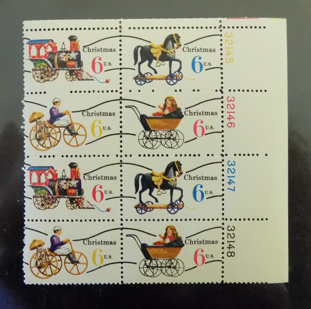 # 1415a-18a (1970) Xmas Toys, Type I, smooth gum, Precan - PB, UR #32145/32148, MNH