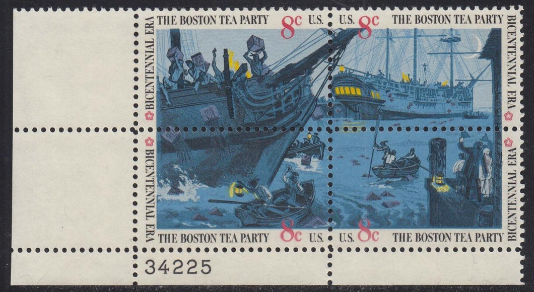 # 1480-83 (1973) Tea Party - PB, LL #34225, MNH