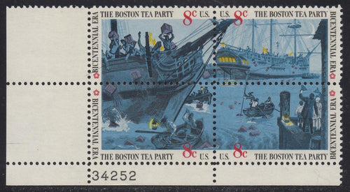# 1480-83 (1973) Tea Party - PB, LL #34252, MNH