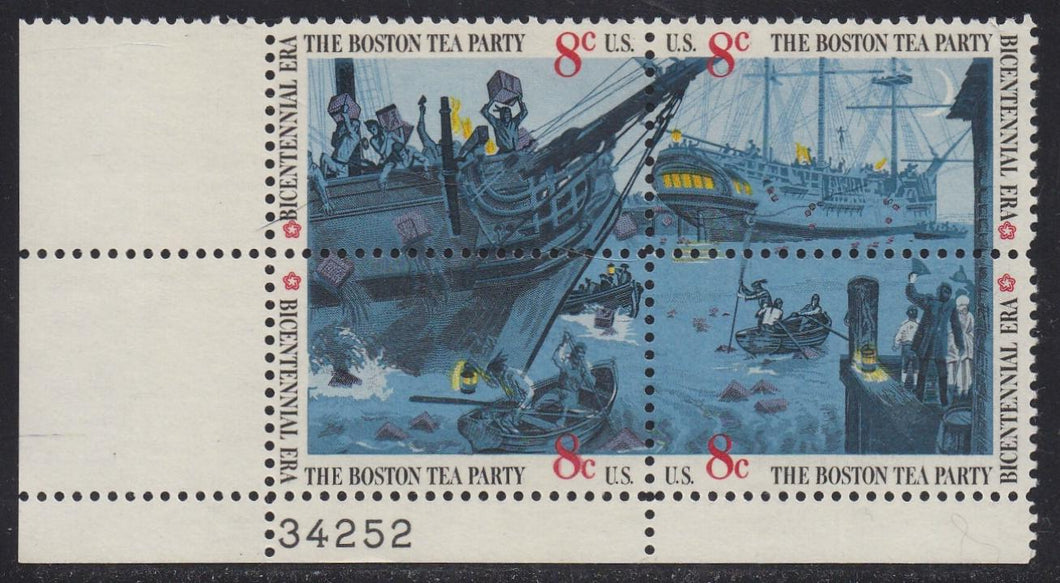 # 1480-83 (1973) Tea Party - PB, LL #34252, MNH