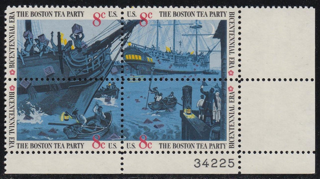 # 1480-83 (1973) Tea Party - PB, LR #34225, MNH