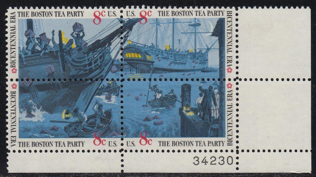 # 1480-83 (1973) Tea Party - PB, LR #34230, MNH
