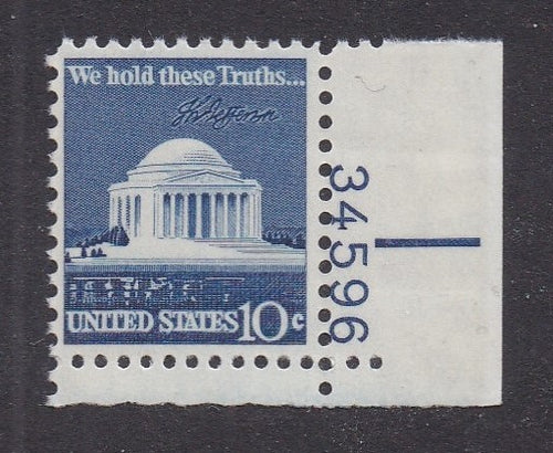 # 1510 (1973) Jefferson Memorial - Plt sgl, LR #34596, MNH