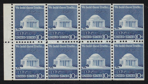 # 1510c (1973) Jefferson Memorial, broken line - Bklt pane, VF MNH [1]