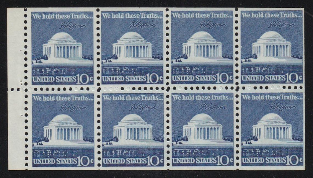 # 1510c (1973) Jefferson Memorial, broken line - Bklt pane, VF MNH [1]
