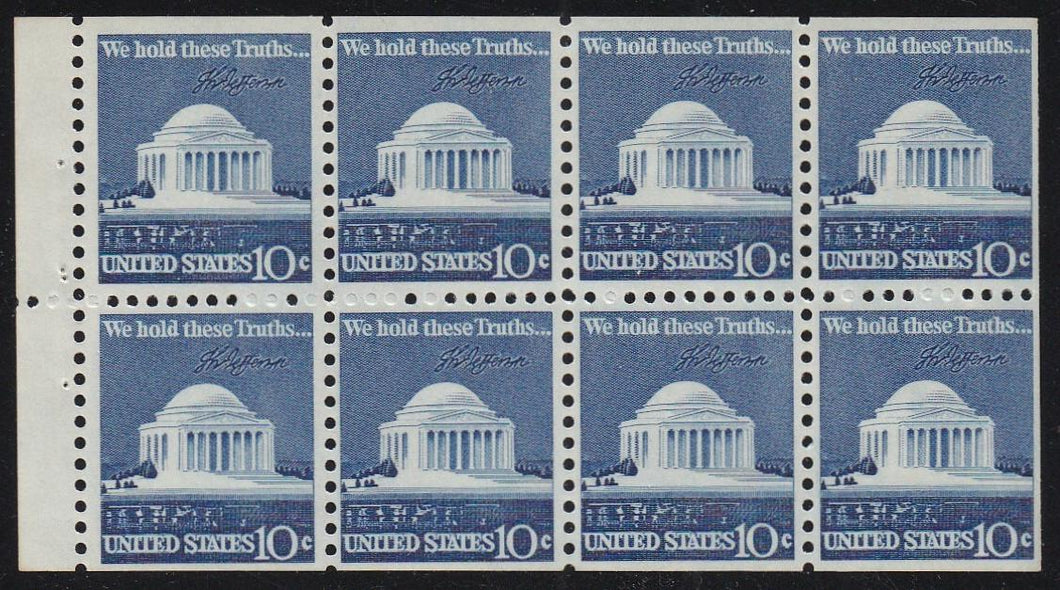 # 1510c (1973) Jefferson Memorial, solid line - Bklt pane, VF/XF MNH [1]