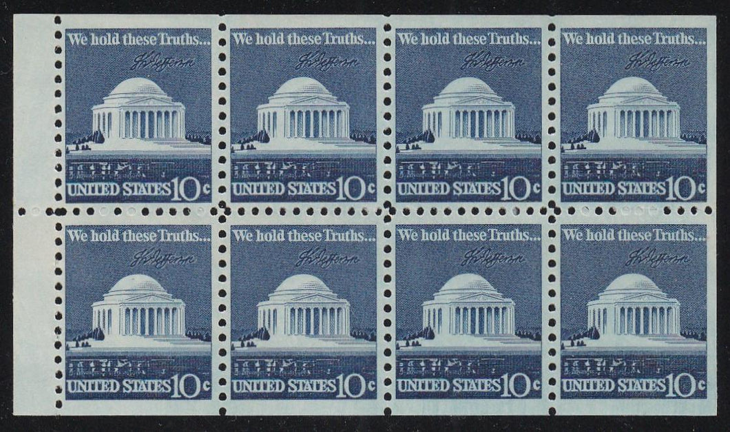 # 1510c (1973) Jefferson Memorial, solid line - Bklt pane, VF/XF MNH [2]