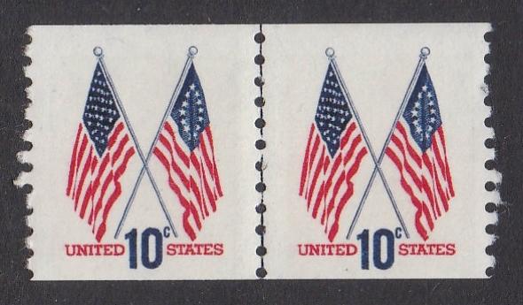 # 1519 (1973) Crossed Flags, Tagged - Coil LP, Blue, XF MNH