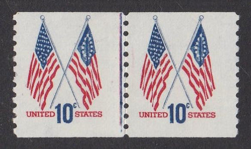 # 1519 (1973) Crossed Flags, Tagged - Coil LP, Red/Blue, MNH