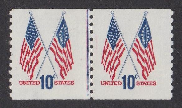 # 1519 (1973) Crossed Flags, Tagged - Coil LP, Red/Blue, MNH