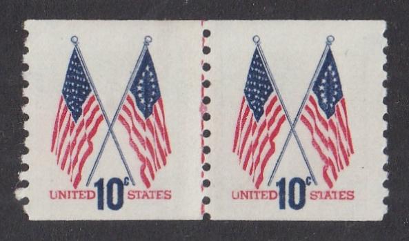 # 1519 (1973) Crossed Flags, Tagged - Coil LP, Red, MNH