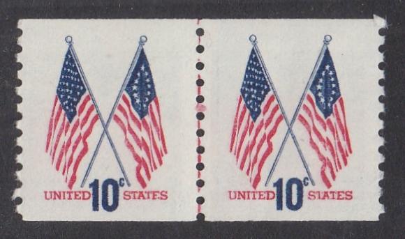 # 1519 (1973) Crossed Flags, Tagged - Coil LP, Red, XF MNH