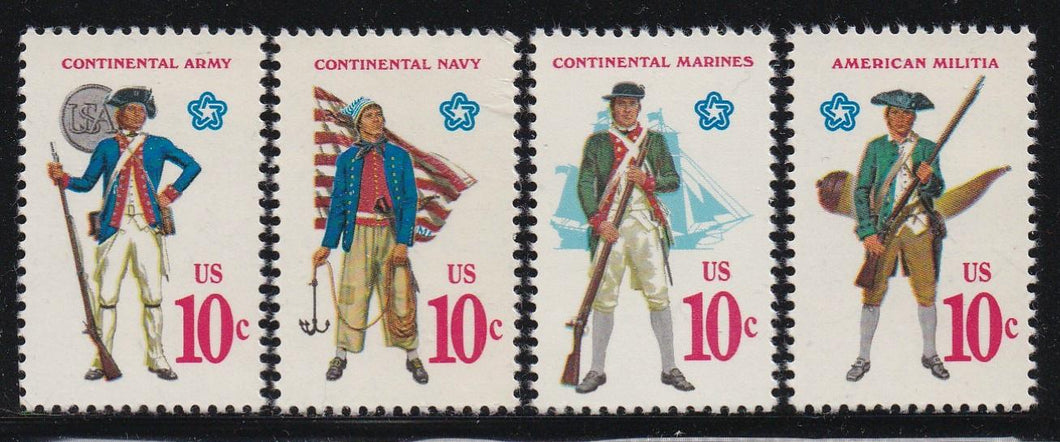 # 1565-68 (1975) Military Uniforms - Sgls, Set/4, MNH