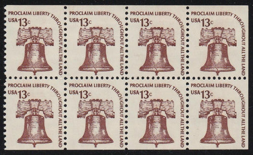 # 1595c (1975) Liberty Bell, DG, OA Tag - Bklt pane, No Tab, VF MNH