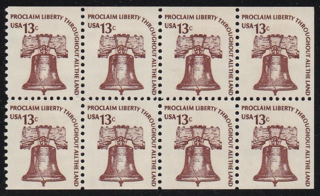 # 1595c (1975) Liberty Bell, DG, OA Tag - Bklt pane, No Tab, VF MNH