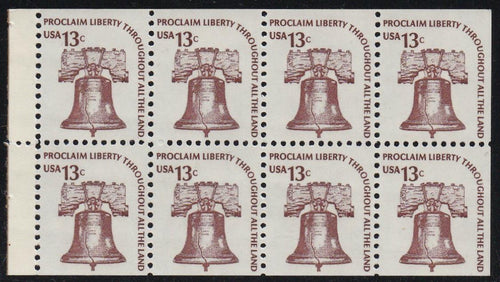 # 1595c (1975) Liberty Bell, DG, OA Tag - Bklt pane, VF/XF MNH