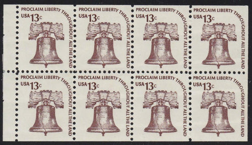 # 1595c (1975) Liberty Bell, DG, OA Tag - Bklt pane, VF MNH [2]