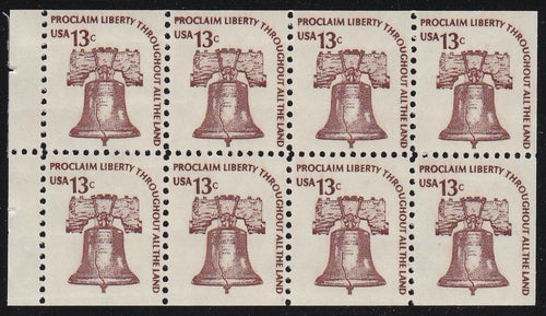# 1595c (1975) Liberty Bell, DG, OA Tag - Bklt pane, XF MNH