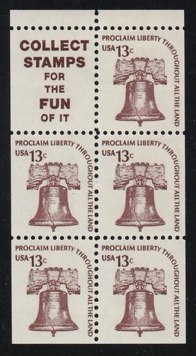 # 1595d (1976) Liberty Bell, S9, DG, OA Tag, Intaglio - Bklt pane, VF MNH [1]