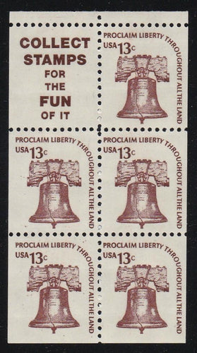 # 1595d (1976) Liberty Bell, S9, DG, OA Tag, Intaglio - Bklt pane, VF MNH [2]