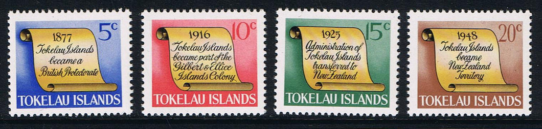 Tokelau # 16-19 (1969) History Scrolls - Sgls, Set/4, MNH