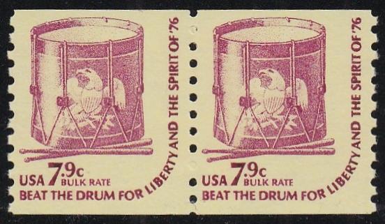 # 1615 (1976) Drum, DG, YP, OA Tag - Coil pr, MNH