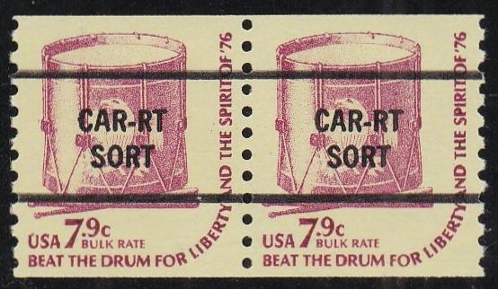 # 1615a (1976) Drum, DG, YP, OA Tag, Precancel - Coil pr, XF MNH