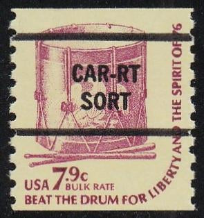 # 1615a (1976) Drum, DG, YP, OA Tag, Precancel - Coil sgl, XF MNH