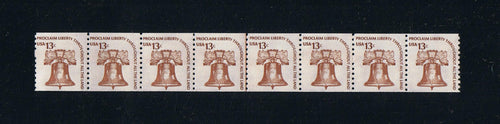 # 1618 (1975) Liberty Bell - Coil Line Strip/8, MNH
