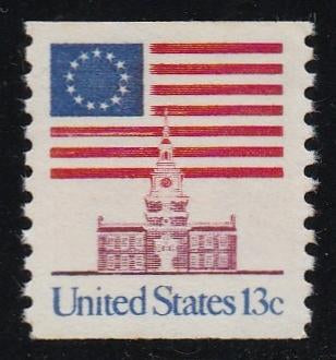 # 1625 (1975) Flag / Independence Hall, LBT, WP - Coil sgl, XF MNH