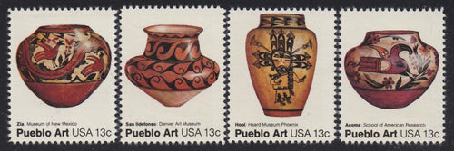 # 1706-09 (1977) Pueblo Pottery - Sgls, Set/4, MNH