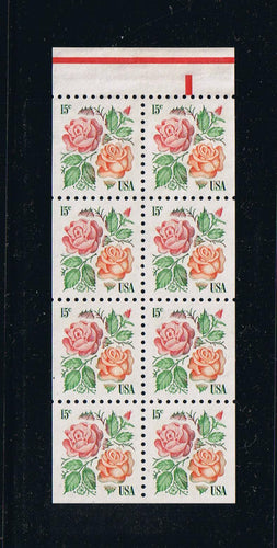# 1737a (1978) Roses, coarse red LRM - Bklt pane, MNH