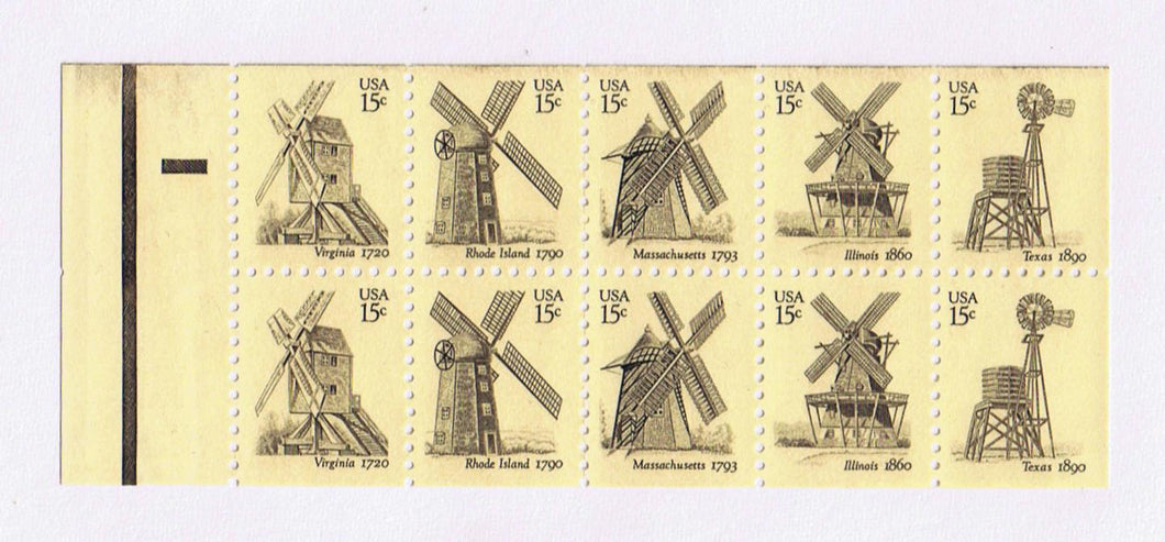 # 1742a (1980) Windmills, Top Jointline - Bklt pane, MNH