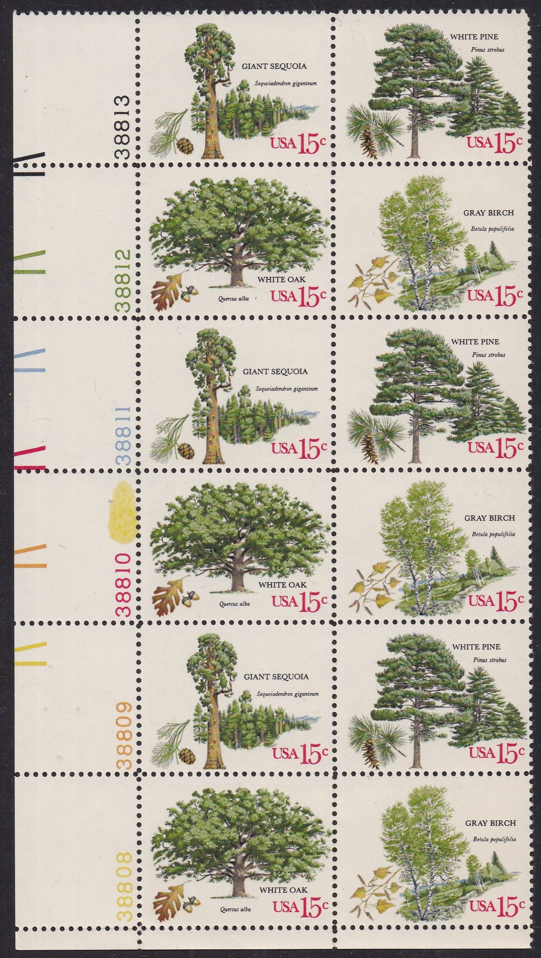 # 1764-67 (1978) Trees - PB, LL #38813, MNH, Yellow Blob