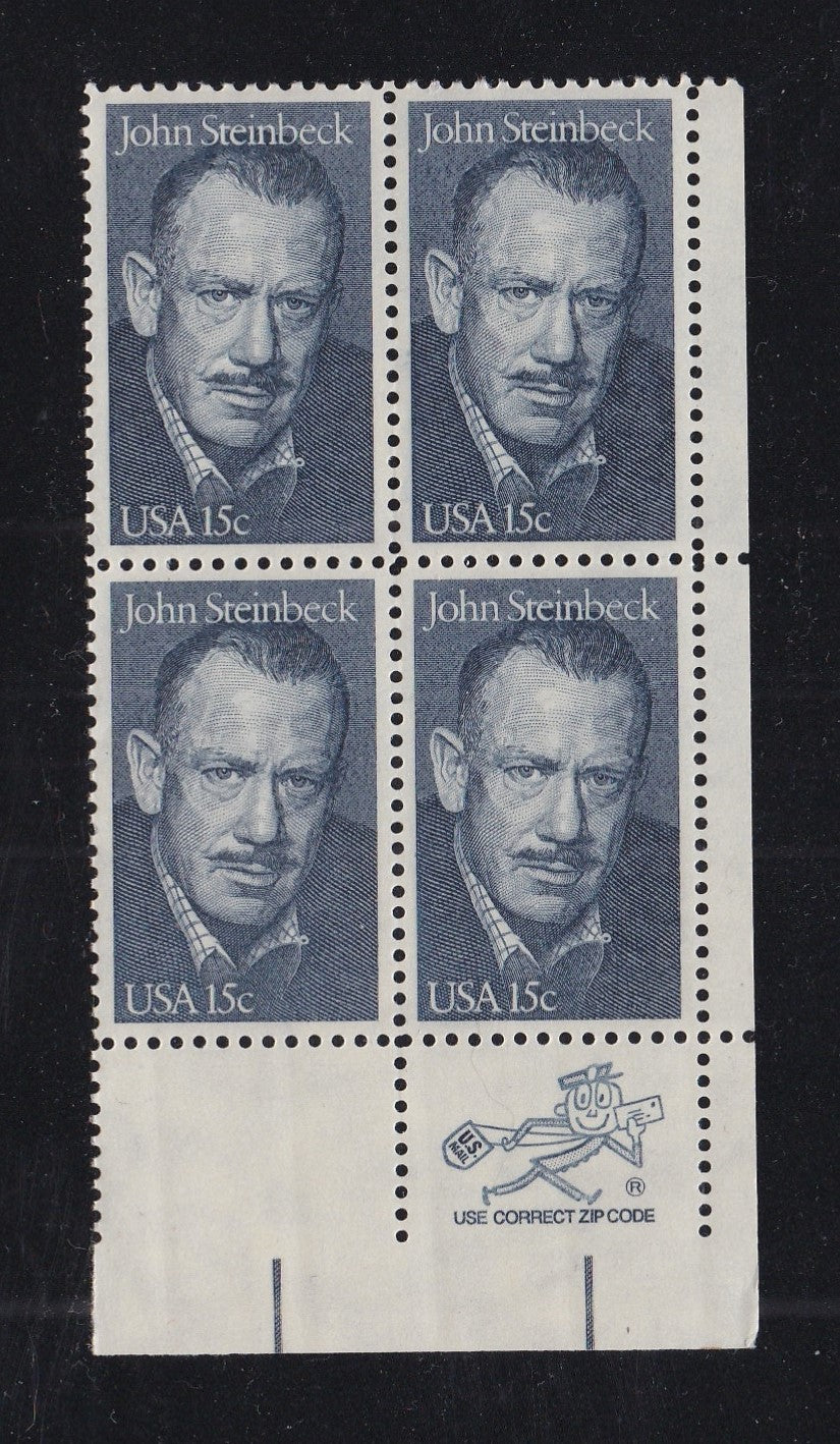 # 1773 (1979) Steinbeck - Mr. Zip BK/4, LR, XF MNH
