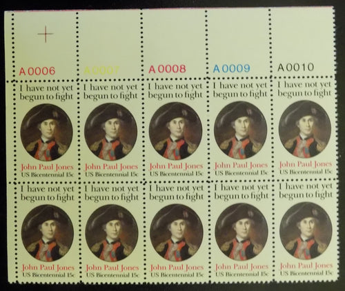 # 1789A (1979) J P Jones, 11x11 - PB, UL #A0010, MNH