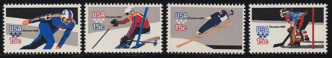 # 1795A-98A (1980) Winter Olympics, perf 11 - Sgls, Set/4, MNH